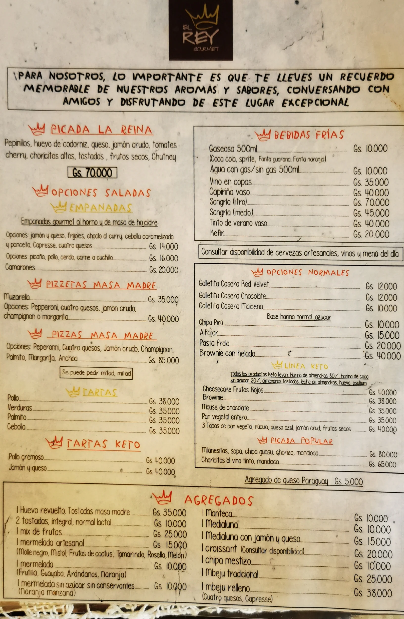 Menú de El Rey Gourmet — página 1